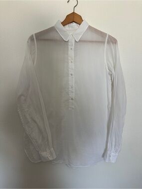 Nili Lotan White Sheer Cotton Button Down Shirt Top Size Small Delicate